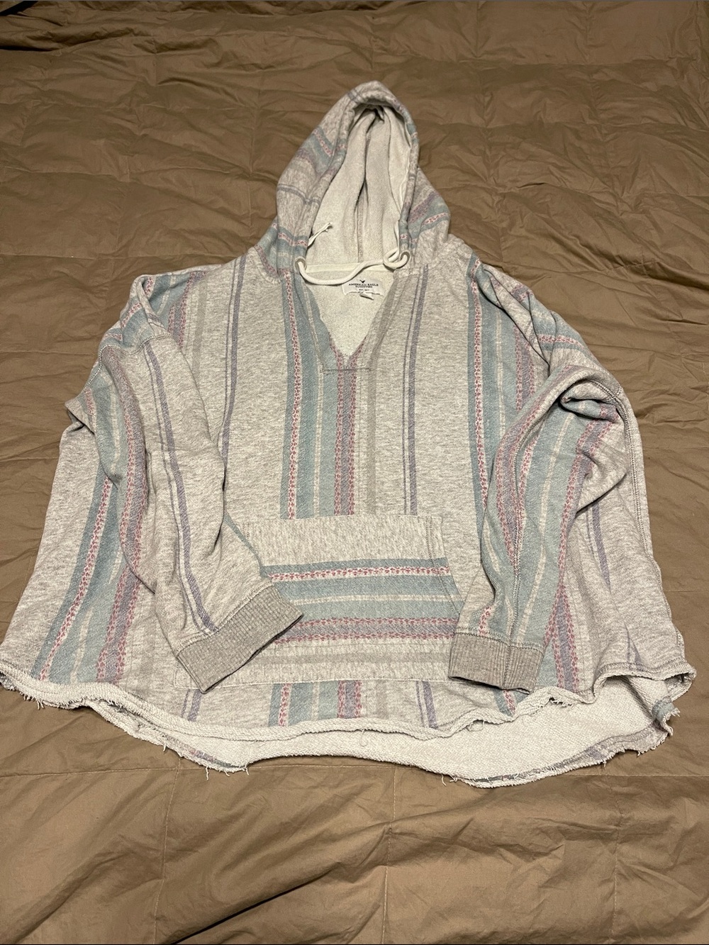 Light Gray Hooded BoHo American Eagle Sweater